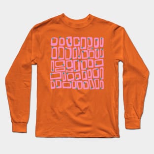 Groovy retro rectangles and flowers Long Sleeve T-Shirt